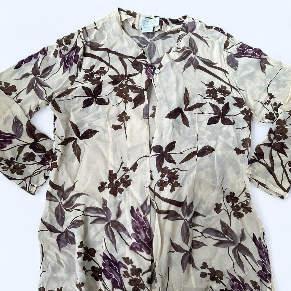 Vintage 100% Silk Floral Large Blouse
